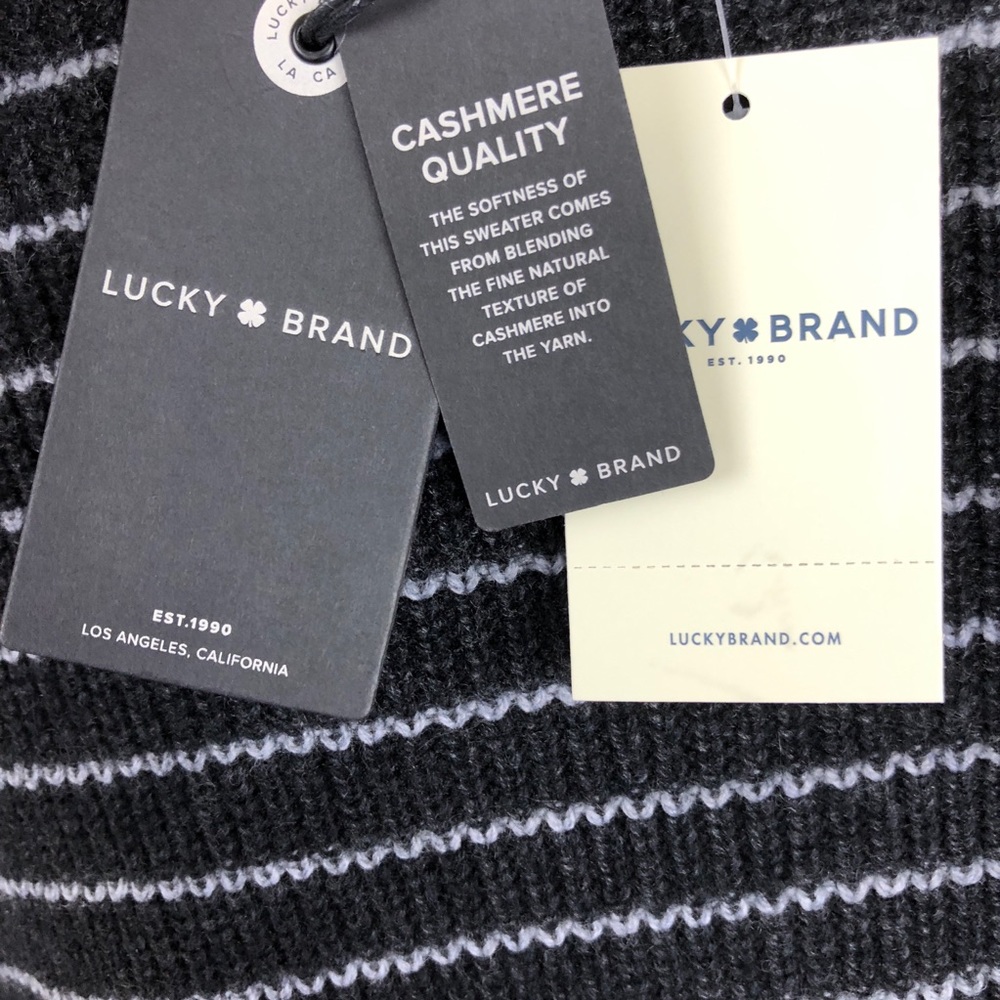 •LUCKY BRAND• Gray Striped Cold Shoulder Sweater - Picture 7 of 8